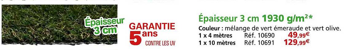 épaisseur 3 cm 1930 g/m2