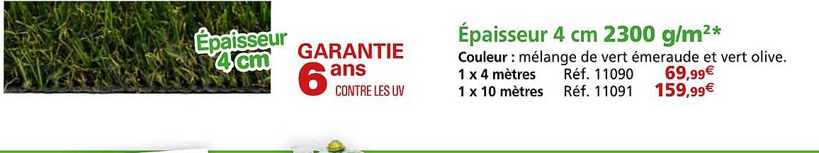 épaisseur 4 cm 2300 g/m2