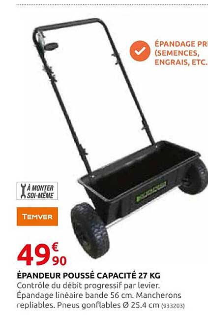 épandeur poussé capacité 27 kg temver