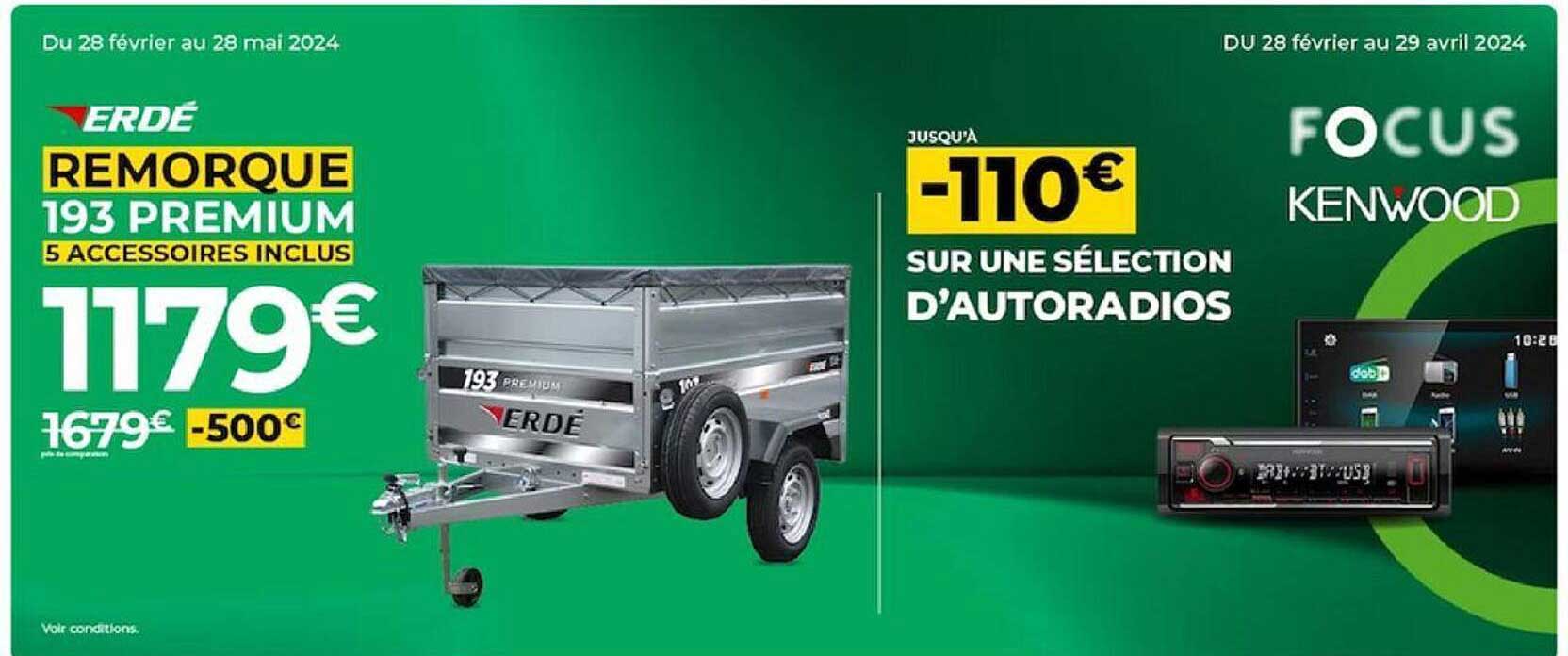 erdé remorque 193 premium 5 accessoires inclus