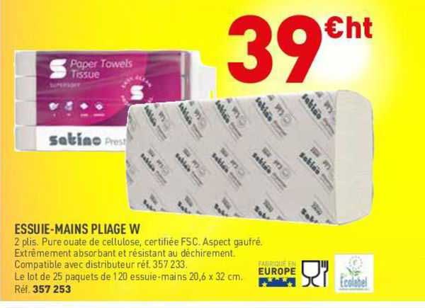 essuie-mains pliage w