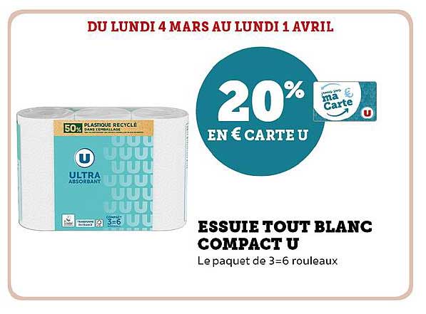 essuie tout blanc compact u
