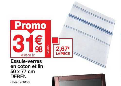 essuie-verres en coton et lin 50 x 77 cm deren
