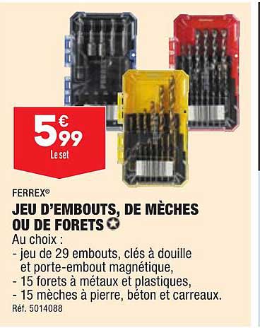 ferrex jeu d'embouts de mèches ou de forets
