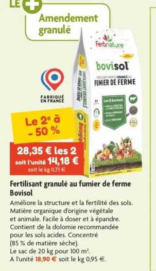fertilisant granulé au fumier de ferme bovisol