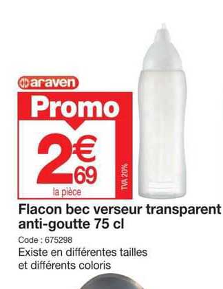 flacon bec verseur transparent anti-goutte 75 cl