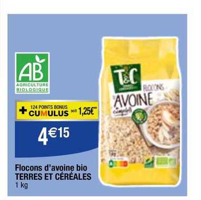 flocons d'avoine bio terres et céréales