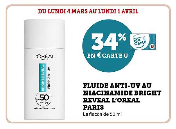 fluide anti-uv au niacinamide bright reveal l'oréal paris