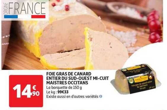 foie gras de canard entier du sud-ouest mi-cuit maistres occitans