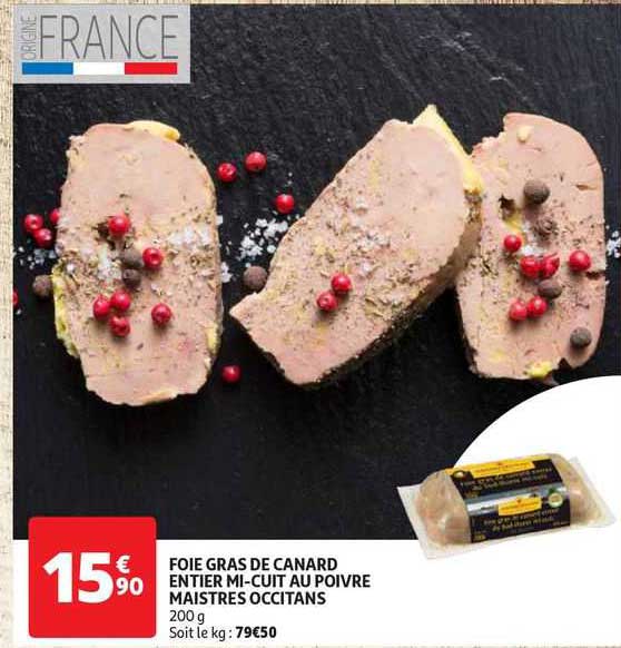 foie gras de canard entier mi-cuit au poivre maistres occitans