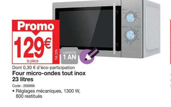 four micro-ondes tout inox 23 litres