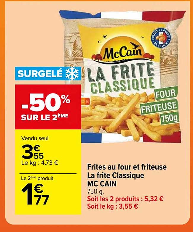 frites au four et friteuse la frite classique mc cain