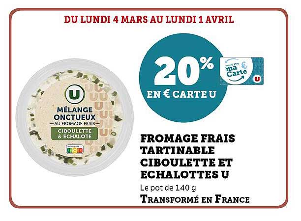 fromage frais tartinable ciboulette et échalottes u