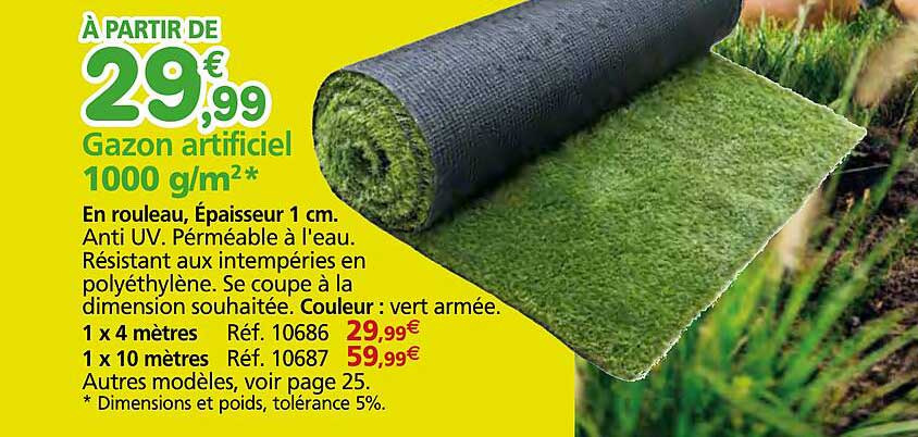 gazon artificiel 1000 g/m2