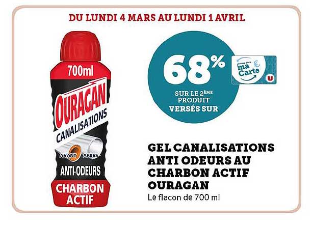 gel canalisations anti odeurs au charbon actif ouragan