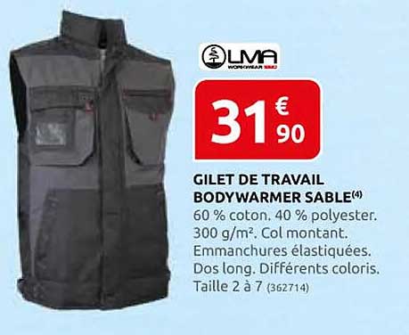 gilet de travail bodywarmer sable olivia