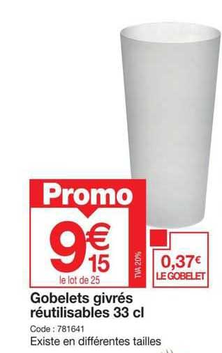 gobelets givrés réutilisables 33 cl