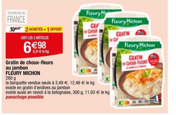 gratin de choux-fleurs au jambon fleury michon