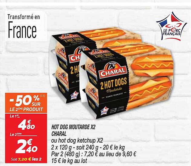 hot dog moutarde x2 charal