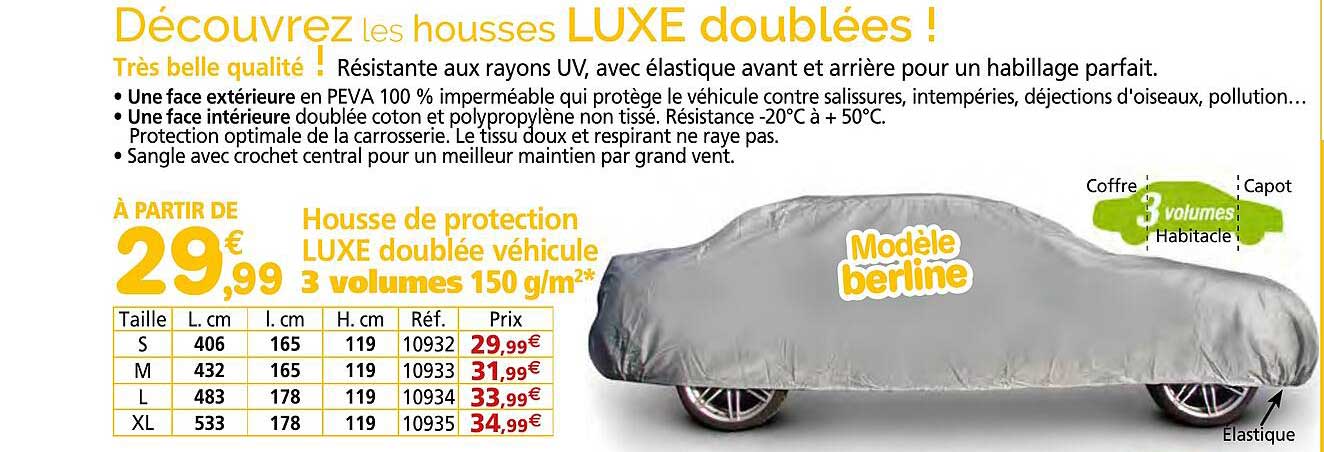 housse de protection luxe doublée véhicule 3 volumes 150 g/m²
