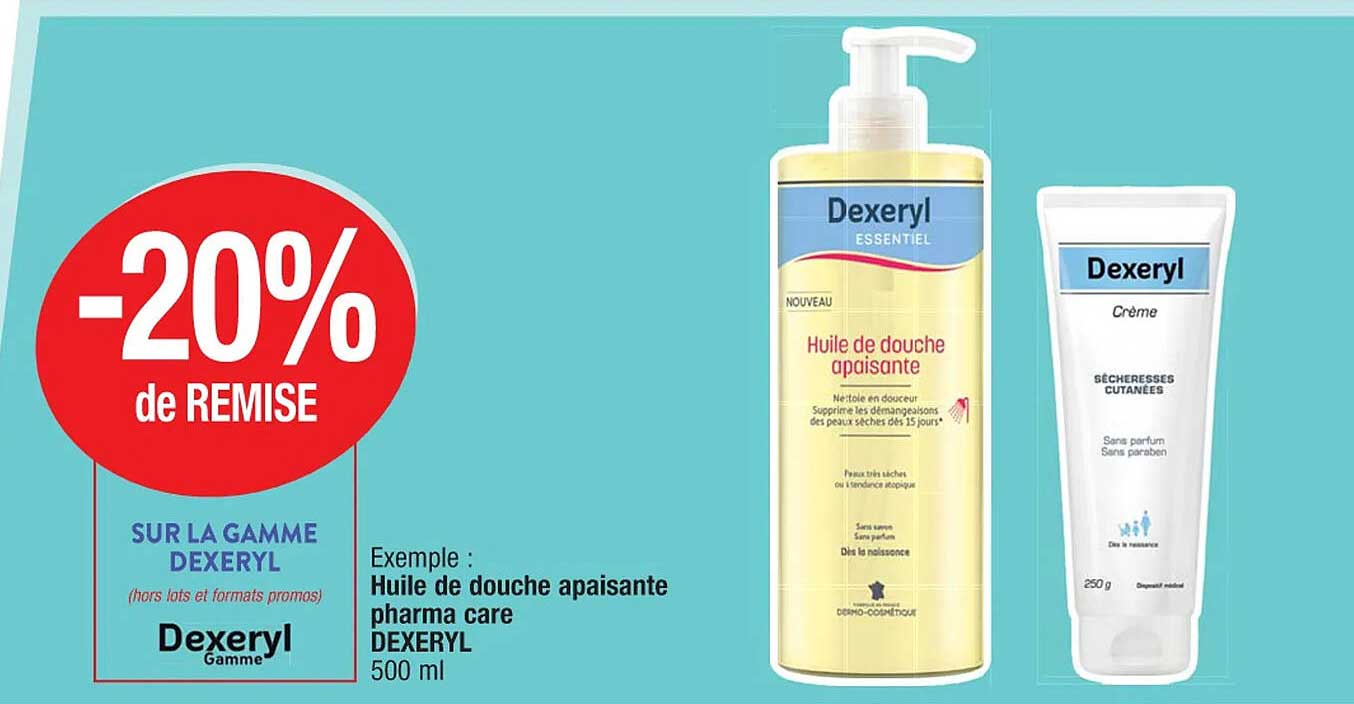 huile de douche apaisante pharma care dexeryl