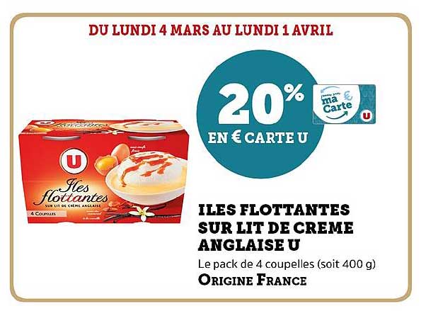 îles flottantes sur lit de crème anglaise u