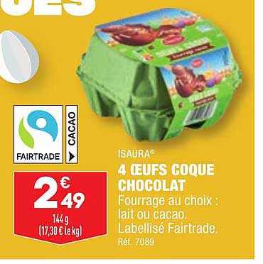 isaura 4 œufs coque chocolat