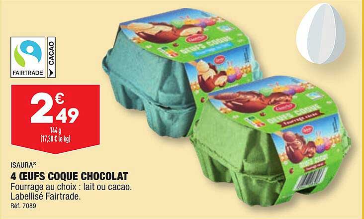 isaura 4 œufs coque chocolat