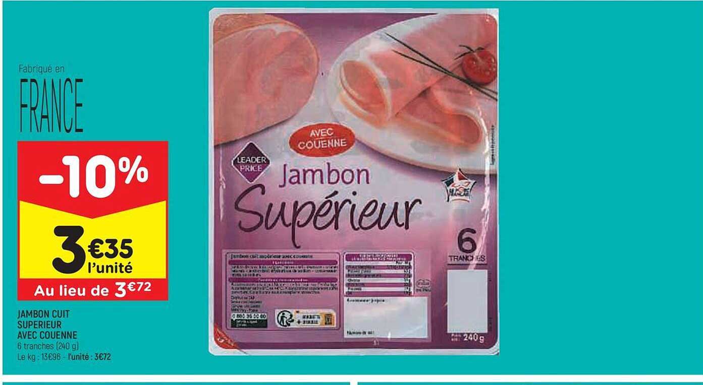 Jambon Cuit Supérieur Avec Couenne
