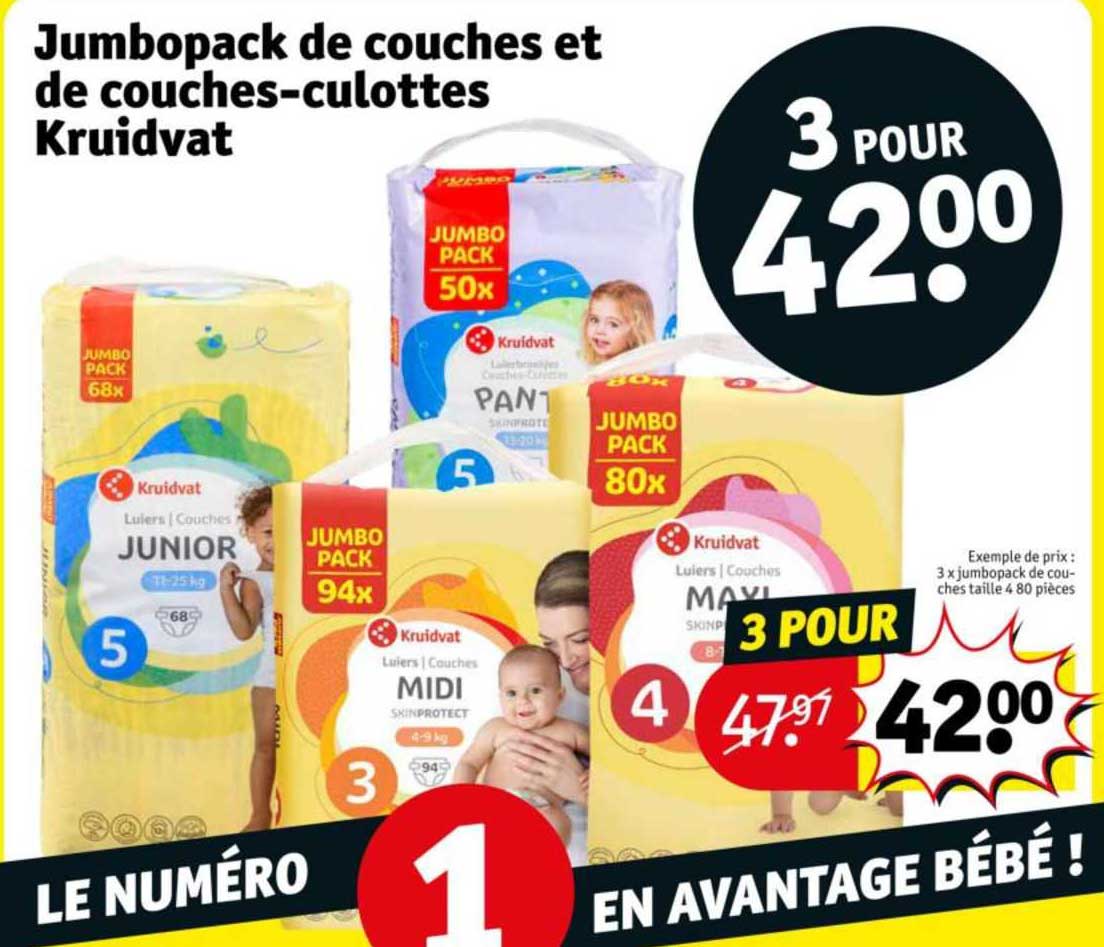 jumbopack de couches et de couches-culottes kruidvat
