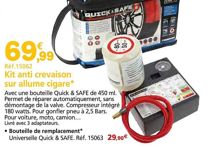 kit anti crevaison sur allume cigare