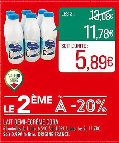 lait demi-écrémé cora