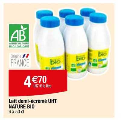 lait demi-écrémé uht nature bio