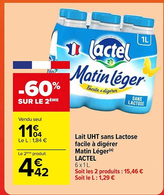 lait uht sans lactose facile à digérer matin léger lactel