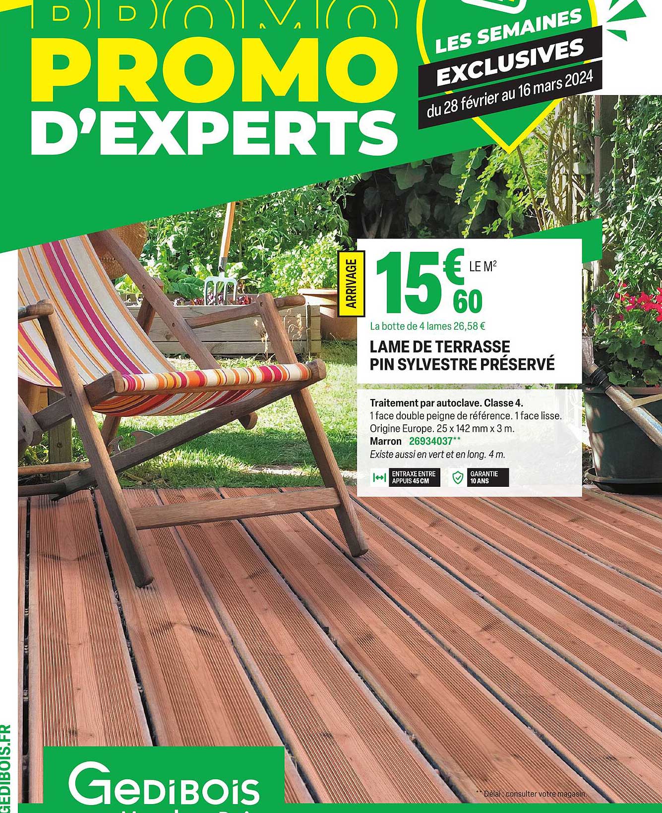 lame de terrasse pin sylvestre préservé