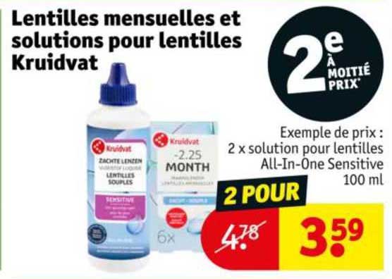 lentilles mensuelles et solutions pour lentilles kruidvat