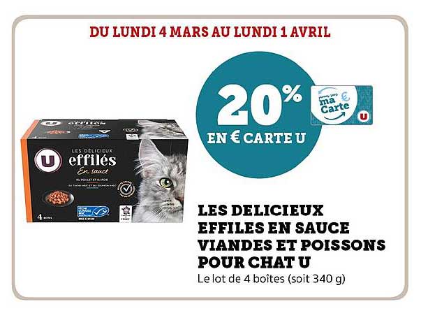 les délicieux effilés en sauce viandes et poissons pour chat u