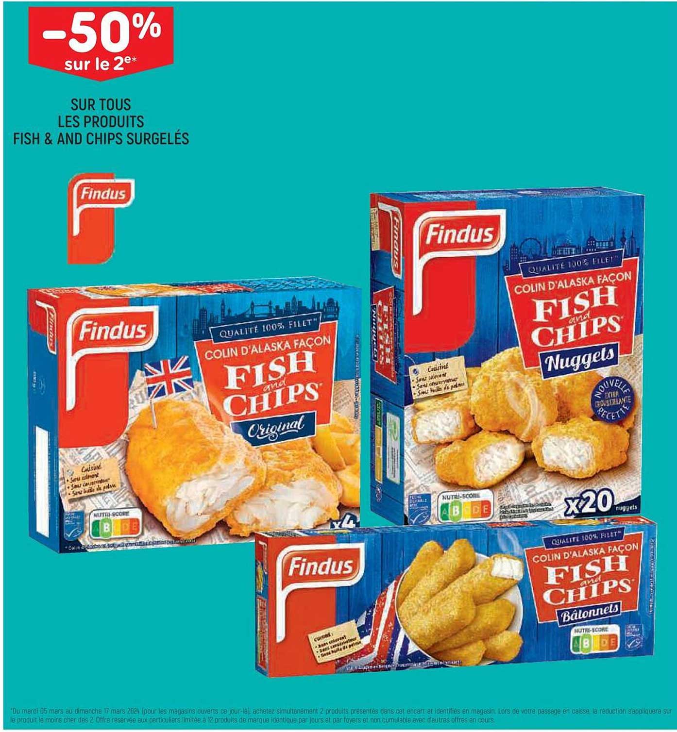 les produits fish & and chips surgelés findus