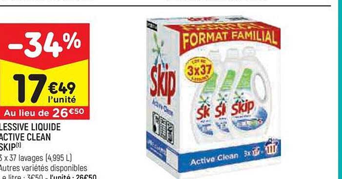Lessive Liquide Active Clean Skip