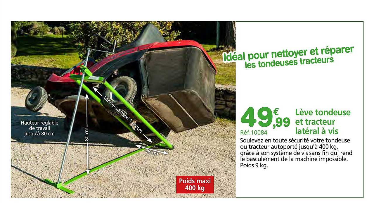 lève tondeuse et tracteur latéral à vis