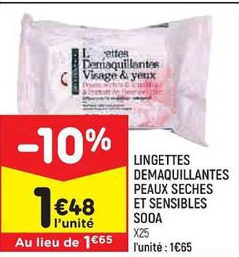 lingettes démaquillantes peaux sèches et sensibles sooa