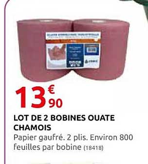 lot de 2 bobines ouate chamois