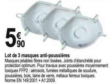 lot de 3 masques anti-poussières