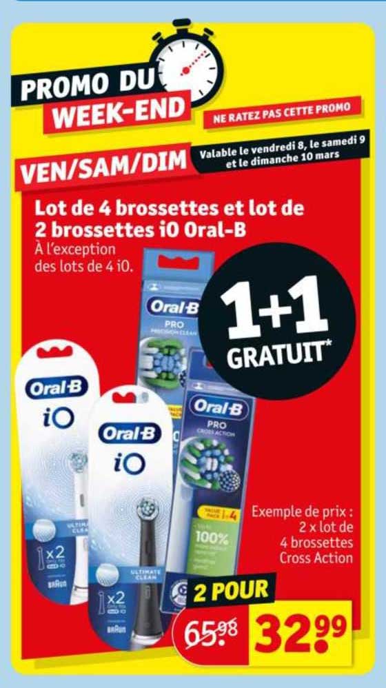 lot de 4 brossettes et lot de 2 brossettes io oral-b