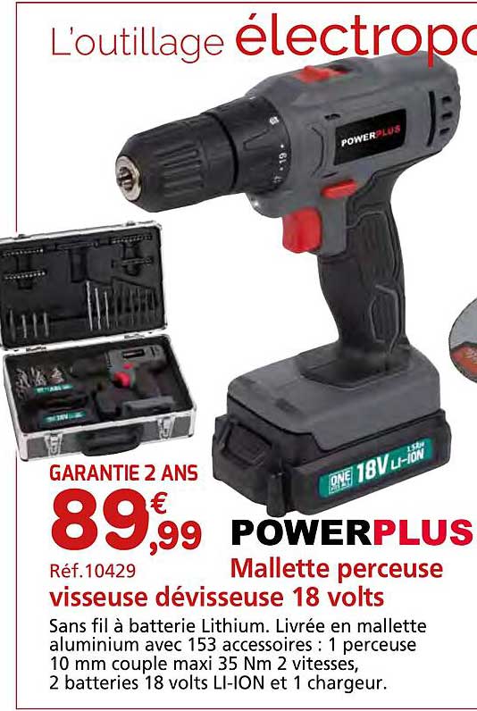 mallette perceuse visseuse dévisseuse 18 volts powerplus