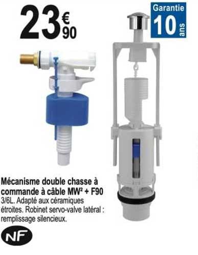 mécanisme double chasse à commande à câble mw² + f90