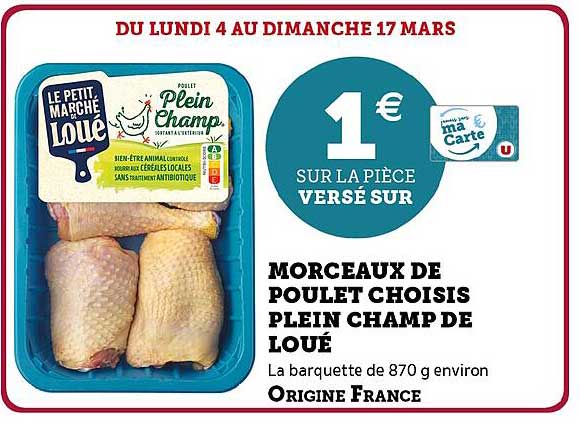 morceaux de poulet choisis plein champ de loué