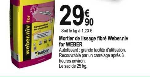 mortier de lissage fibré weber.niv for weber
