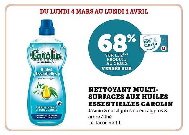 nettoyant multi-surfaces aux huiles essentielles carolin