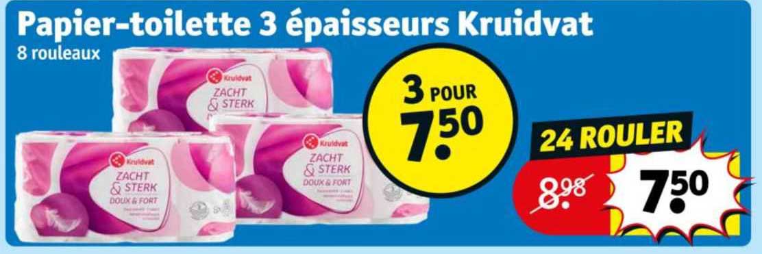 papier-toilette 3 épaisseurs kruidvat